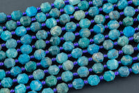 AAA Natural Apatite 5-6mm Beads Faceted Energy Prism Double Terminated Point Cut 15.5" Strand