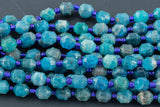 AAA Natural Apatite 5-6mm Beads Faceted Energy Prism Double Terminated Point Cut 15.5" Strand