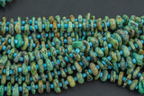 Natural African Turquoise Smooth Freeform Roundel Chip Beads 15.5" Strand