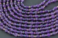 AAA Natural Amethyst 5-6mm Beads Faceted Energy Prism Double Terminated Point Cut 15.5" Strand