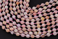 AAA Natural Pink Opal 5-6mm Beads Faceted Energy Prism Double Terminated Point Cut 15.5" Strand