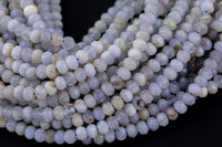 Natural Blue Chalcedony  Beads 6mm - Nice Size Hole - Diamond Cut, High Facets - Nice and Sparkly-Faceted Roundel - Full Strands-15.5 inches