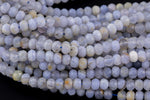 Natural Blue Chalcedony  Beads 6mm - Nice Size Hole - Diamond Cut, High Facets - Nice and Sparkly-Faceted Roundel - Full Strands-15.5 inches