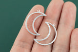 Silver Plated Brass Earrings-Earring copper accessories-Earring pendant-charms-Earring connector-Moon Shaped earrings-cgj237-16x26mm