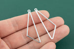 Silver Plated Brass Earrings-Earring copper accessories-Earring pendant-charms-Earring connector-Triangle Shaped earrings-cgj246-12x38mm