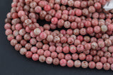 Natural Pink Red Thulite 6mm 8mm 10mm Round Beads Gemstone From Norway 15.5" Strand