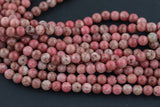 Natural Pink Red Thulite 6mm 8mm 10mm Round Beads Gemstone From Norway 15.5" Strand