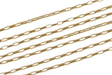 Gold Filled Round Tubed Rectangular Chain 1.4x3.5mm links- Wholesale, BULK Low Price, Chain by foot- Paper Clip Chain