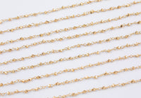 Light Pyrite Rosary Chain by the Foot. 3-4mm Rose Gold