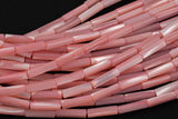 Dark Peach Mother of Pearl 4x14mm Long Tube Beads 15.5" Strand Shell Beads