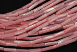 Dark Peach Mother of Pearl 4x14mm Long Tube Beads 15.5" Strand Shell Beads