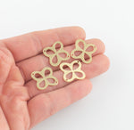 Brass earrings-Earring copper accessories-Earring pendant-Brass earring charms-Earring connector-Brass jewelry-Clover Flower- 23mm