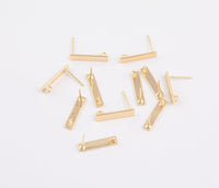 Earring findings stud earring finding earring component rectangle bar with loop 4mm 5mm by 18mm gold plated