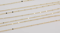 14k Gold Plated Satellite Coin Chain Chains 1.5mm 2mm - Tarnish Resistant - Sold by the yard