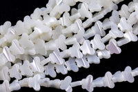 Iridescent White Mother of Pearl MOP Shell Butterfly Beads 6mm to 12mm 15.5'' Strand Shell Beads