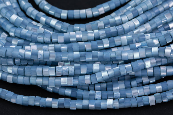Blue Pastel Mother of Pearl 4mm Heishi Beads 15.5" Strand Shell Beads