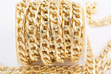 14k Gold Plated Large Cuban Curb Chain - Tarnish Resistant - Sold by the yard 12mm - Can be used for purse straps