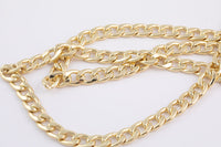 14k Gold Plated Large Cuban Curb Chain - Tarnish Resistant - Sold by the yard 12mm - Can be used for purse straps