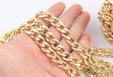 14k Gold Plated Large Cuban Curb Chain - Tarnish Resistant - Sold by the yard 12mm - Can be used for purse straps