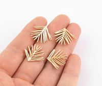 Earring findings leaf branches stud earring finding round earring findings earring component hook 18x20mm gold plated