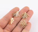 Earring findings leaf branches stud earring finding round earring findings earring component hook 18x20mm gold plated