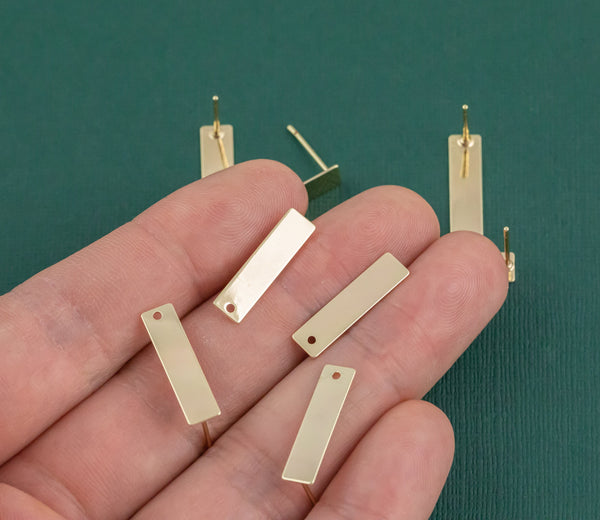 Gold plated brass earring post Rectangle 5x20mm Brass earring charms shape earring connector earring findings jewelry supply sx1