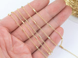14k Gold Plated Bar Satellite Chains - Tarnish Resistant Satellite Chain - Sold by the yard