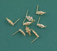 Gold Plated Brass Cactus Zircon Earring Post -Brass earring shape earring connector Pendant Brass earring findings jewelry supply sx1