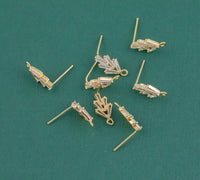 Gold Plated Brass Cactus Zircon Earring Post -Brass earring shape earring connector Pendant Brass earring findings jewelry supply sx1