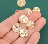 Gold plated brass earring post Hammered Coin 15mm Brass earring charms shape earring connector earring findings jewelry supply sx1