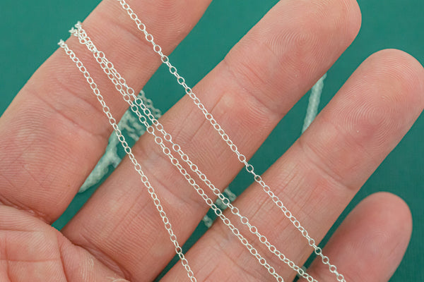 1.3mm -1.5 Sterling silver ROUND Cable Chain