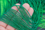 2mm Crystal Round 1 or 2 or 5 or 10 STRANDS- 14.5 inch strand- Emerald Green