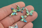 1x Abalone Monarch Butterfly White Gold Butterfly Pendant Dream Animal Lover Necklace Pendant Charm Designer Colorful Jewelry Making-14x19mm