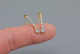 18kt Gold Earring Hook Wire CZ Earring, dainty Hoops, gold ear Hoops minimalist jewelry- 2 pcs fish hook earrings