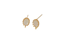 2pc 18kt Gold Earrings Stud Oval Crackled Opalite Earrings- 2 pcs Per prder- 5x12mm Earring
