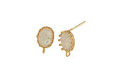 2pc 18kt Gold Earrings Stud Oval Crackled Opalite Earrings- 2 pcs Per prder- 5x12mm Earring