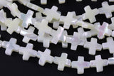 Iridescent White Mother of Pearl MOP Shell cross Beads- 12mm- 5.5'' Strand Shell Beads