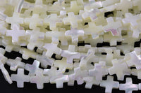 Iridescent White Mother of Pearl MOP Shell cross Beads- 12mm- 5.5'' Strand Shell Beads