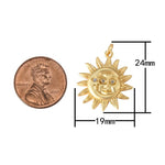 1 pc 18k Matte Gold Coin Sun Moon Charm Diamond CZ Drop Charm Cubic Pendant Tiny Lucky Dainty Necklace - 19mm- 1 pc per order