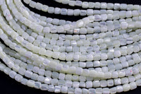 Iridescent White Mother of Pearl MOP Shell Barrel Beads- 6mm- 15.5'' Strand Shell Beads