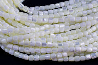 Iridescent White Mother of Pearl MOP Shell Barrel Beads- 6mm- 15.5'' Strand Shell Beads