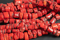 Bamboo Red Coral Natural Barrel Shaped Beads. Large Size- about 12-15mm -15.5 inch strand Gemstone Beads- Nigerian Wedding Beads