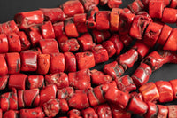 Bamboo Red Coral Natural Barrel Shaped Beads. Large Size- about 12-15mm -15.5 inch strand Gemstone Beads- Nigerian Wedding Beads