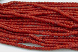 Tiny Red Bamboo Coral Barrel High Quality 3mm Full Strand 16" Gemstone Beads