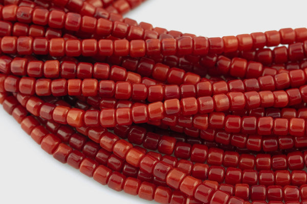 Tiny Red Bamboo Coral Barrel High Quality 3mm Full Strand 16" Gemstone Beads