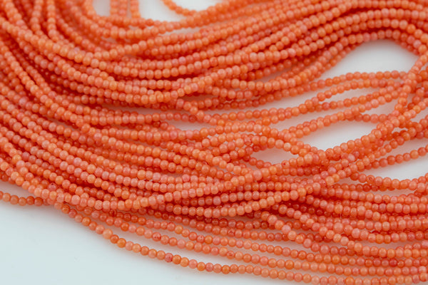 Tiny Peach Bamboo Coral Round High Quality 1.3mm Full Strand 16" Gemstone Beads