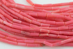 Tiny Pink Bamboo Coral Tube High Quality 3x7mm Full Strand 16" Gemstone Beads