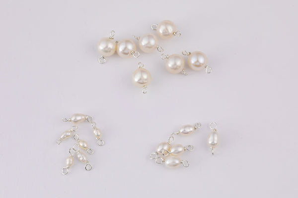 925 STERLING SILVER Permanent Jewelry Connectors Real Freshwater Pearl Connector Charm 925SS 2mm 3mm 4mm 6mm Made in USA