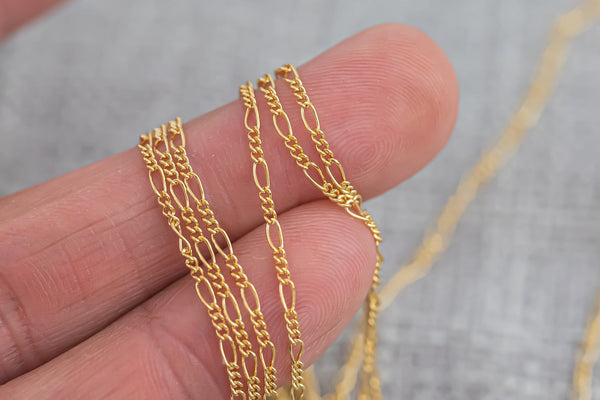 1.8mm Italian Figaro Gold-filled Chain by the foot or 10 feet-Wholesale - Flat Chain