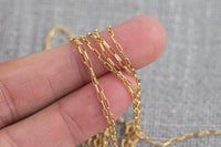 Gold Filled Round Tubed Rectangular Chain 1.4x3.5mm links- Wholesale, BULK Low Price, Chain by foot- Paper Clip Chain